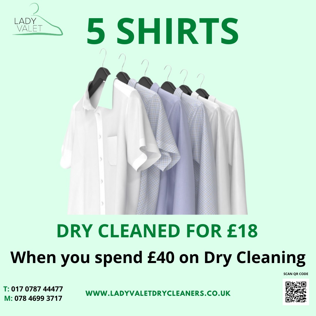 Five shirt dry cleaned